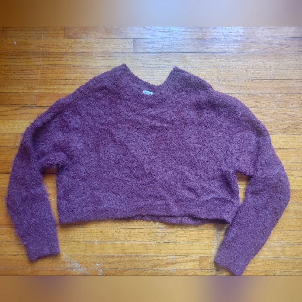 Super fuzzy and lush maroon crop top